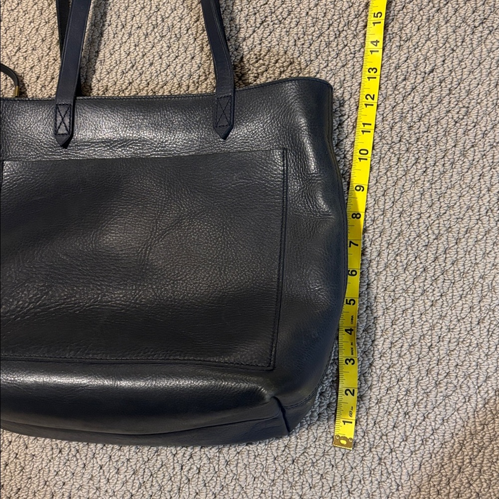 Madewell Leather The Zip-Top Medium Transport Leather Tote Navy - Picture 16 of 16